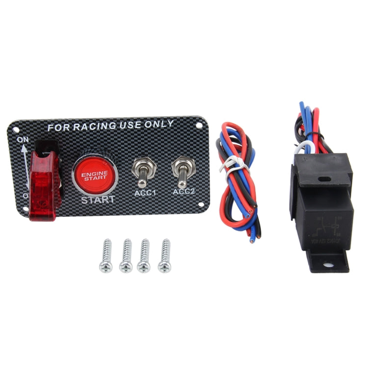 Racing Car Ignition Switch Panel Engine Start Start Push Button LED Racing Toggle Switch 12V Carbon Fiber Panel Multi-function Automatic Ignition Switch for Racing Cars - Car Switches by PMC TechLife | Online Shopping South Africa | PMC TechLife | Buy Now Pay Later Mobicred