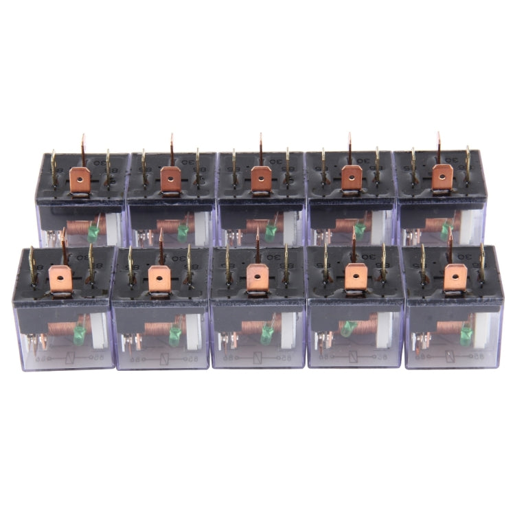 10 PCS JD-1912 80 AMP 12V Waterproof Car Auto Four Plugs Relay with Warning Light - Relays by PMC TechLife | Online Shopping South Africa | PMC TechLife