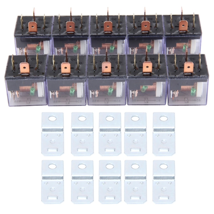 10 PCS JD-1912 80 AMP 12V Waterproof Car Auto Four Plugs Relay with Warning Light - Relays by PMC TechLife | Online Shopping South Africa | PMC TechLife