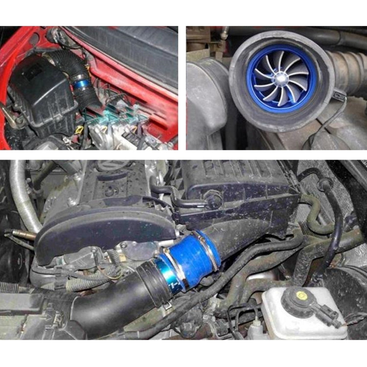 F1-Z Car Stainless Universal Supercharger Dual Double Turbine Air Intake Fuel Saver Turbo Turboing Charger Fan Set kit(Blue) - Engine Fittings by PMC Jewellery | Online Shopping South Africa | PMC Jewellery