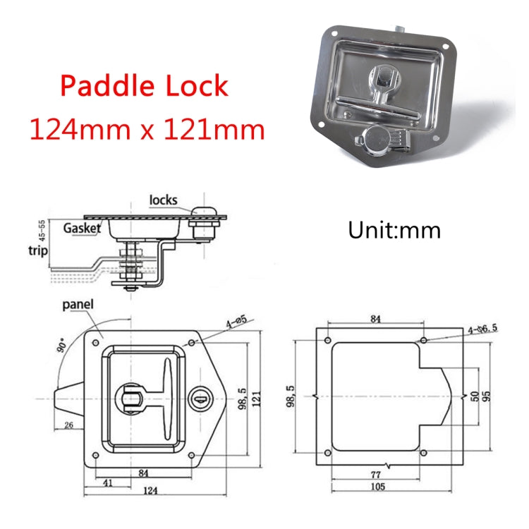 Folding T Handle Lock Stainless Steel Flush Mount Tool Box for Trailer / Yacht / Truck - Locks & Hasps by PMC TechLife | Online Shopping South Africa | PMC TechLife