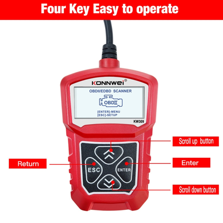KONNWEI KW309 V309 V310 MS309 Code Reader OBD2 Scanner Diagnostic Tool(Red) - free shipping - PMC TechLife - Order now!