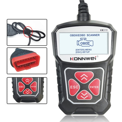 KONNWEI KW310 OBD Car Fault Detector Code Reader ELM327 OBD2 Scanner Diagnostic Tool(Black) - Code Readers & Scan Tools by KONNWEI | Online Shopping South Africa | PMC Jewellery | Buy Now Pay Later Mobicred