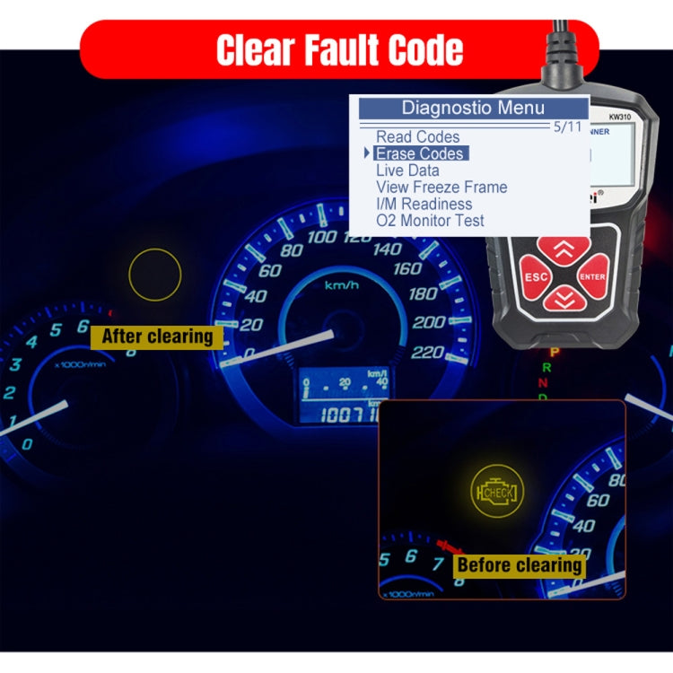 KONNWEI KW310 OBD Car Fault Detector Code Reader ELM327 OBD2 Scanner Diagnostic Tool(Black) - Code Readers & Scan Tools by KONNWEI | Online Shopping South Africa | PMC Jewellery | Buy Now Pay Later Mobicred