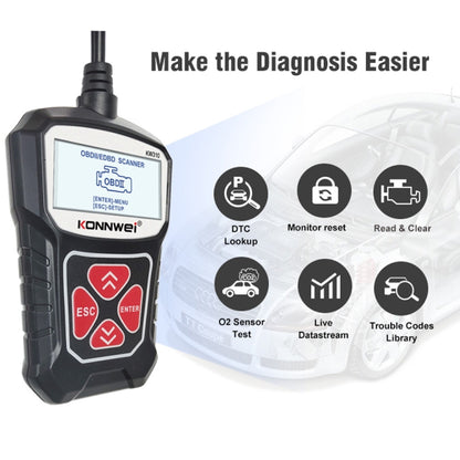 KONNWEI KW310 OBD Car Fault Detector Code Reader ELM327 OBD2 Scanner Diagnostic Tool(Black) - Code Readers & Scan Tools by KONNWEI | Online Shopping South Africa | PMC Jewellery | Buy Now Pay Later Mobicred