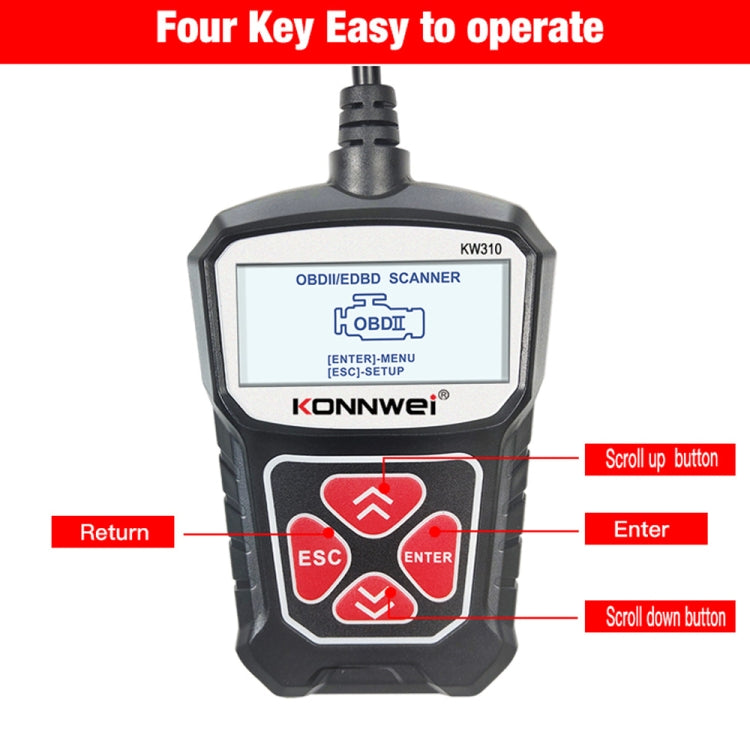 KONNWEI KW310 OBD Car Fault Detector Code Reader ELM327 OBD2 Scanner Diagnostic Tool(Black) - Code Readers & Scan Tools by KONNWEI | Online Shopping South Africa | PMC Jewellery | Buy Now Pay Later Mobicred