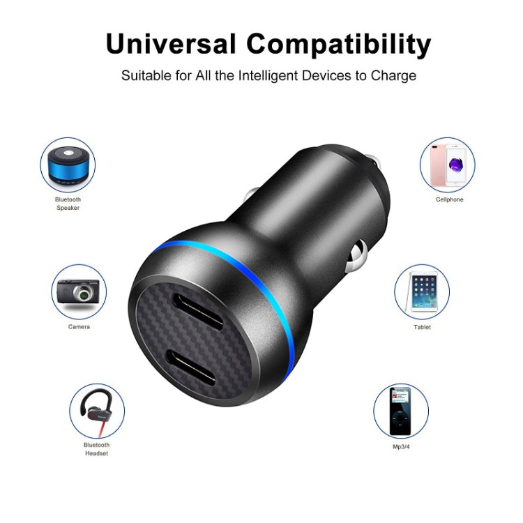 ACC-580 PD 40W Dual Type-C / USB-C Ports Fast Charging Car Charger(Black) - Car Charger by PMC TechLife | Online Shopping South Africa | PMC TechLife