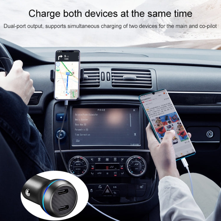 ACC-580 PD 40W Dual Type-C / USB-C Ports Fast Charging Car Charger(Black) - Car Charger by PMC TechLife | Online Shopping South Africa | PMC TechLife