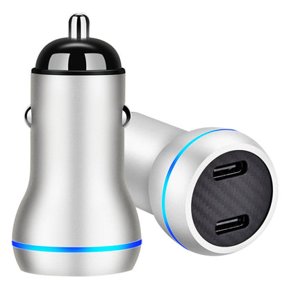 ACC-580 PD 40W Dual Type-C / USB-C Ports Fast Charging Car Charger(Silver) - Car Charger by PMC Jewellery | Online Shopping South Africa | PMC Jewellery
