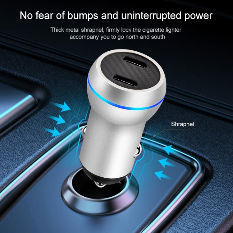 ACC-580 PD 40W Dual Type-C / USB-C Ports Fast Charging Car Charger(Silver) - Car Charger by PMC TechLife | Online Shopping South Africa | PMC TechLife