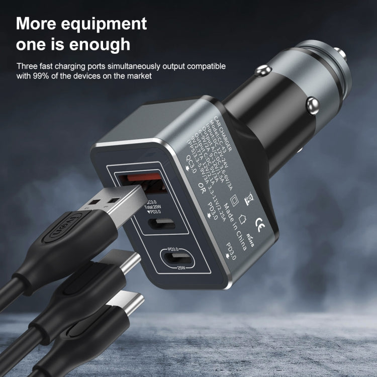 IVON CC43 45W PD 3.0 Dual USB-C / Type-C + QC 3.0 USB Port Square Car Charger - Car Charger by IVON | Online Shopping South Africa | PMC TechLife | Buy Now Pay Later Mobicred