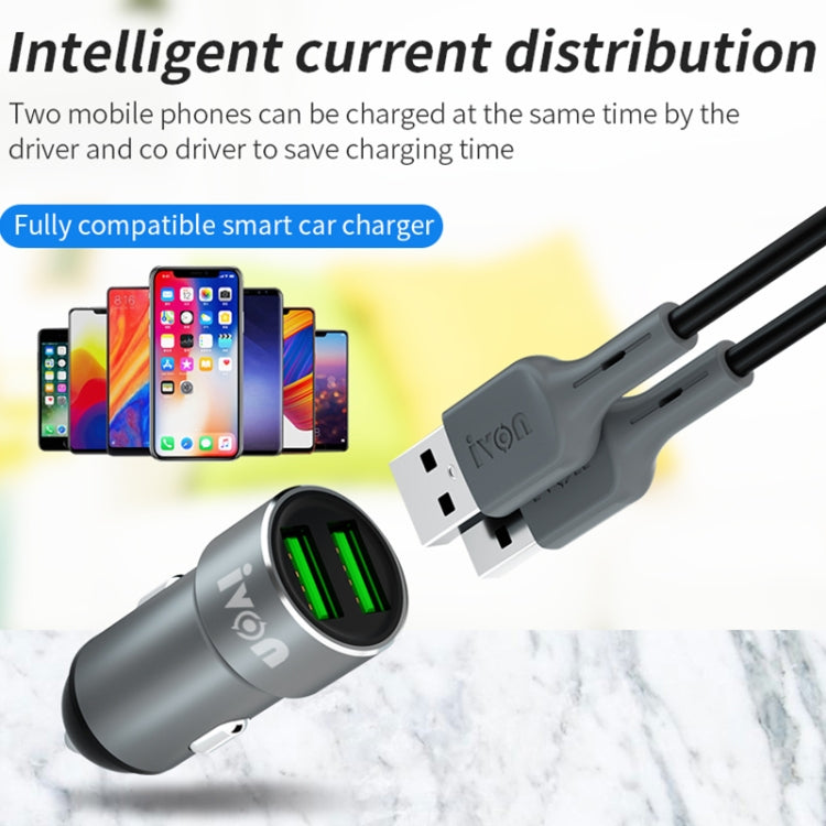 IVON CC38 2.4A Dual USB Car Charger + 1m USB to Micro USB Fast Charge Data Cable Set - Car Charger by IVON | Online Shopping South Africa | PMC TechLife | Buy Now Pay Later Mobicred