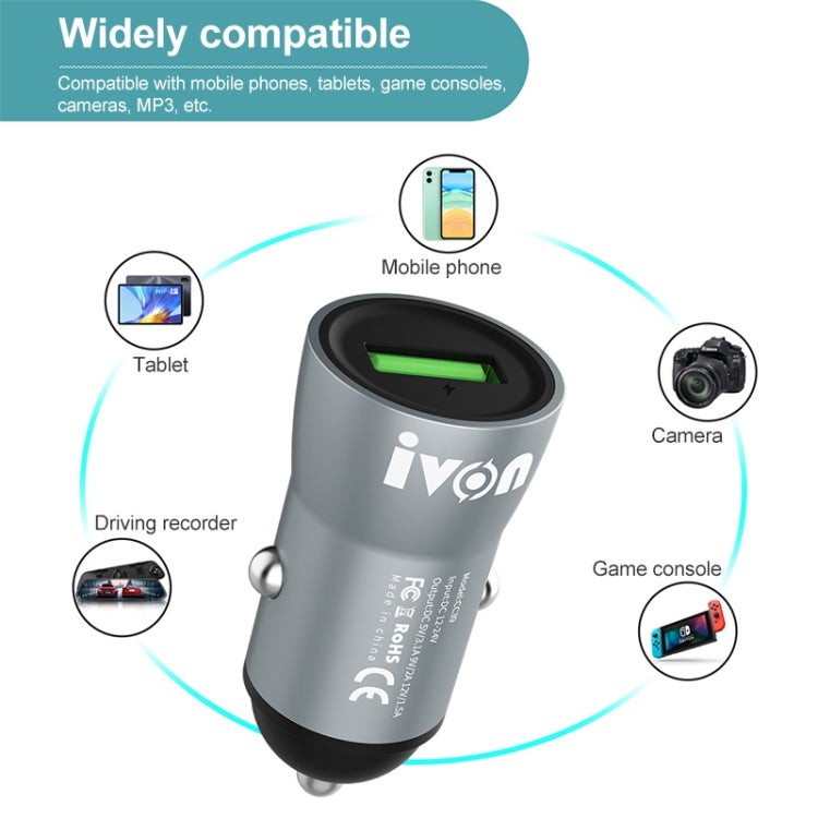 IVON CC39 18W 3.1A QC 3.0 USB Car Charger + 1m USB to USB-C / Type-C Fast Charge Data Cable Set - Car Charger by IVON | Online Shopping South Africa | PMC TechLife