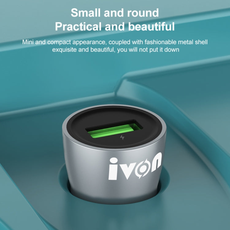 IVON CC39 18W 3.1A QC 3.0 USB Car Charger + 1m USB to USB-C / Type-C Fast Charge Data Cable Set - Car Charger by IVON | Online Shopping South Africa | PMC TechLife