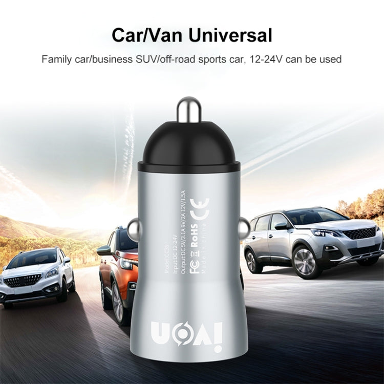 IVON CC39 18W 3.1A QC 3.0 USB Car Charger + 1m USB to USB-C / Type-C Fast Charge Data Cable Set - Car Charger by IVON | Online Shopping South Africa | PMC TechLife