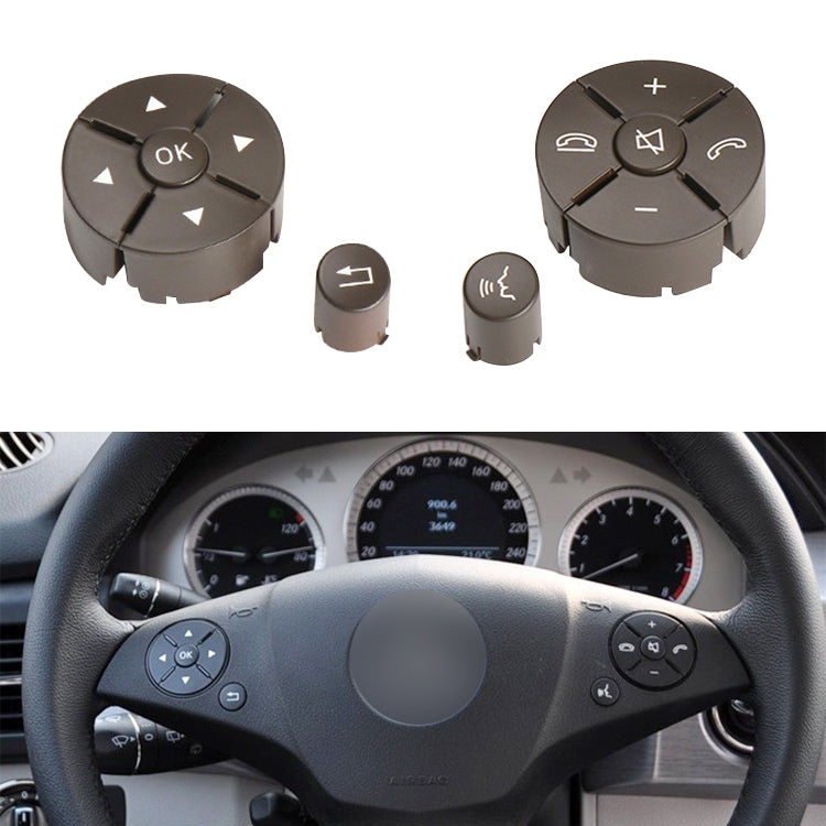 1 Pair Car Steering Wheel Switch Buttons Panel for Mercedes-Benz W204 2007-2014, Left Driving(Brown) - Car Switches by PMC TechLife | Online Shopping South Africa | PMC TechLife