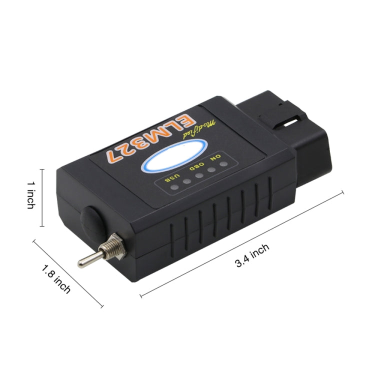 Bluetooth V1.5 ELM327 Interface USB OBDII Auto Diagnostic Scanner Tool with Switch - Code Readers & Scan Tools by PMC TechLife | Online Shopping South Africa | PMC TechLife