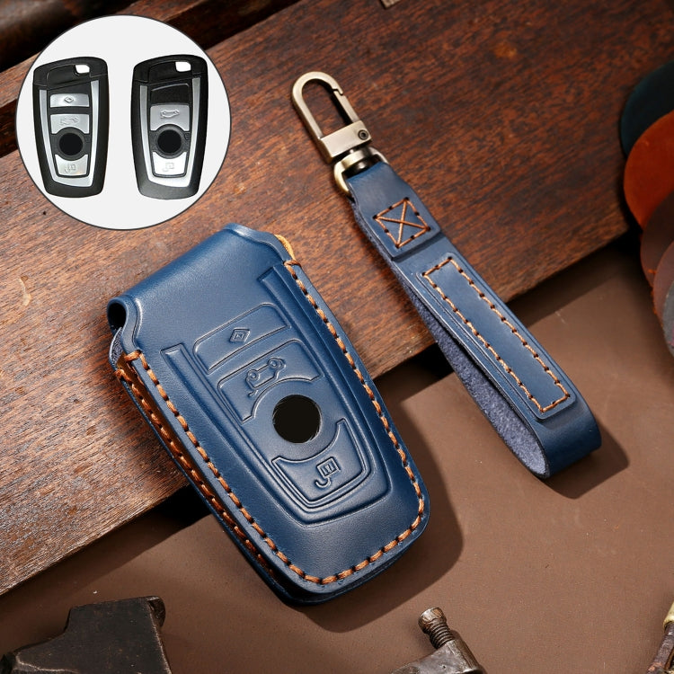Hallmo Car Cowhide Leather Key Protective Cover Key Case for Old BMW(Blue) - free shipping - PMC TechLife - Order now!