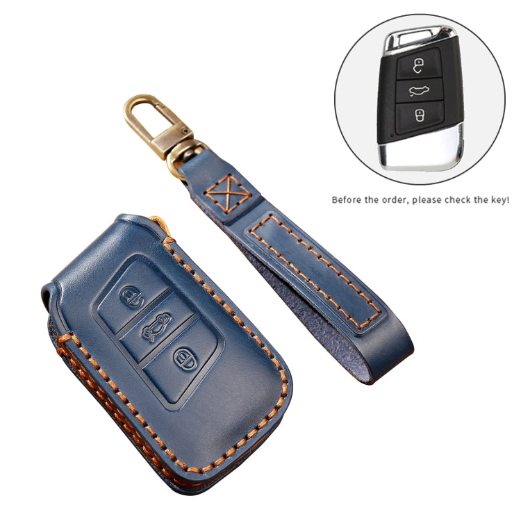 Hallmo Car Cowhide Leather Key Protective Cover Key Case for Volkswagen Lavida A Style(Brown) - free shipping - PMC TechLife - Order now!
