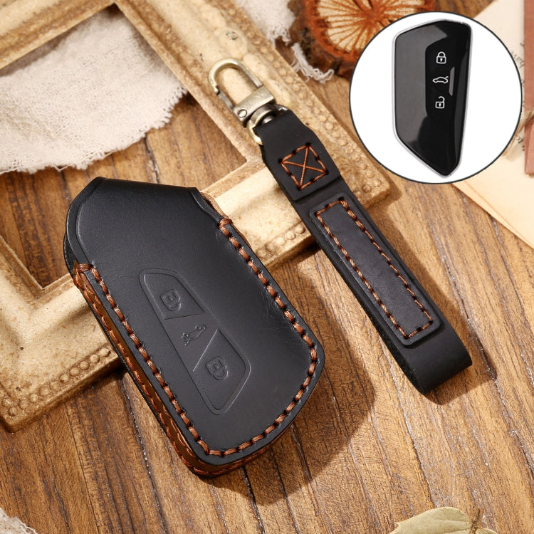 Hallmo Car Cowhide Leather Key Protective Cover Key Case for Volkswagen Golf 8(Black) - free shipping - PMC TechLife - Order now!