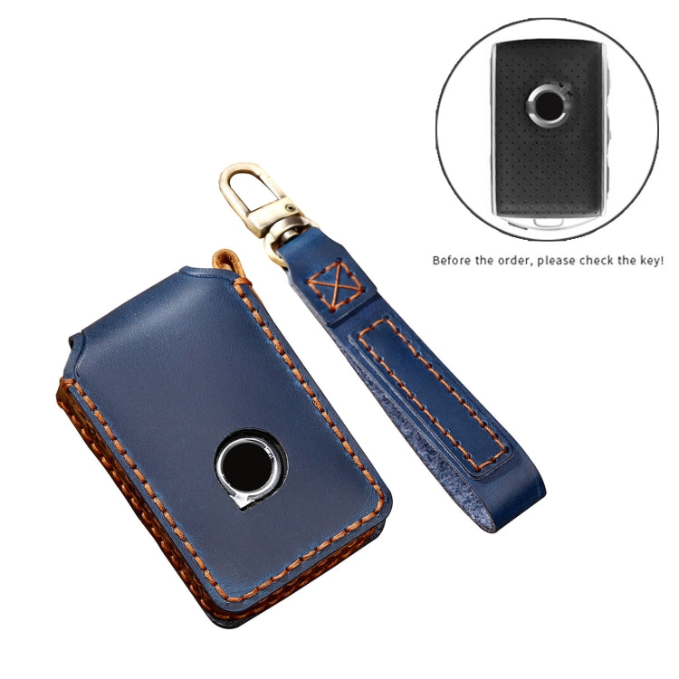 Hallmo Car Cowhide Leather Key Protective Cover Key Case for New Volvo(Brown) - Car Key Cases by Hallmo | Online Shopping South Africa | PMC TechLife | Buy Now Pay Later Mobicred