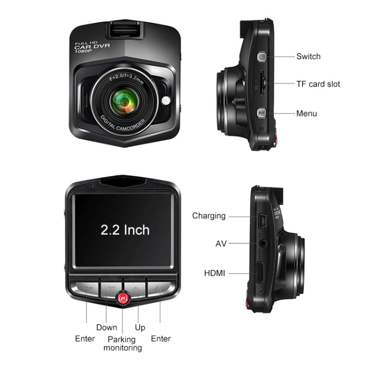 2.2 inch Car 480P Single Recording Shield Driving Recorder DVR Support Parking Monitoring / Loop Recording (Black) - Car DVRs by PMC TechLife | Online Shopping South Africa | PMC TechLife