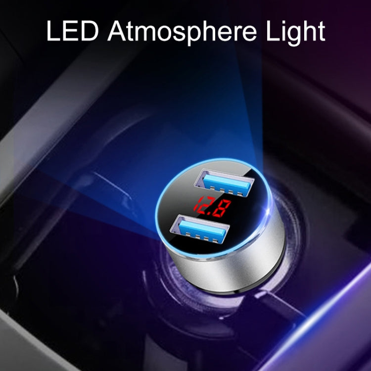 JMG-C016A 5 PCS 5V 3.1A Car Dual USB Charger with LED Display(Gold) - Car Charger by PMC TechLife | Online Shopping South Africa | PMC TechLife