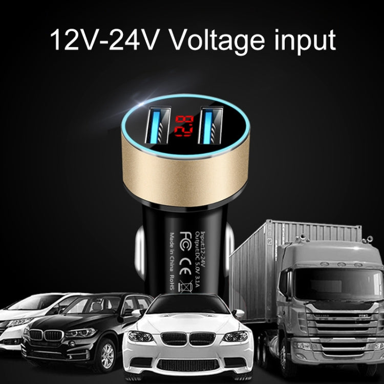 JMG-C016A 5 PCS 5V 3.1A Car Dual USB Charger with LED Display(Blue) - free shipping - PMC TechLife - Order now!