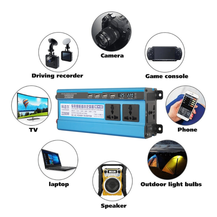 Carmaer 48V to 220V 2200W Three Socket Car Double Digital Display Inverter Household Power Converter - Modified Square Wave by PMC TechLife | Online Shopping South Africa | PMC TechLife