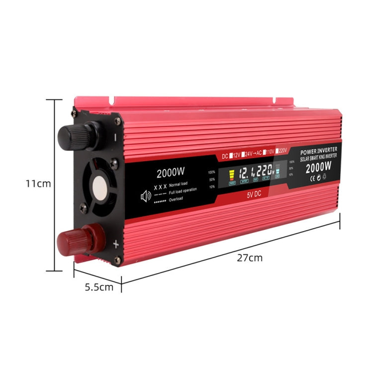 Carmaer Universal 12V to 220V 2000W Car LCD Display Inverter Household Power Converter - Modified Square Wave by PMC TechLife | Online Shopping South Africa | PMC TechLife