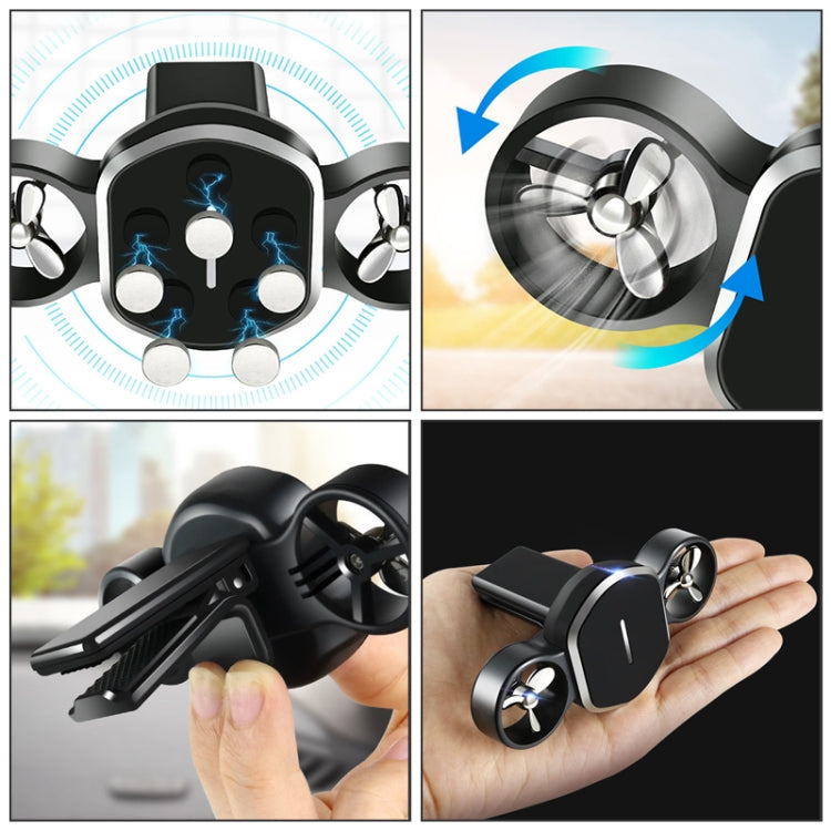 Car Dual-turbo Air Outlet Magnetic Mobile Phone Holder with Aromatherapy (Blue) - Car Holders by PMC TechLife | Online Shopping South Africa | PMC TechLife