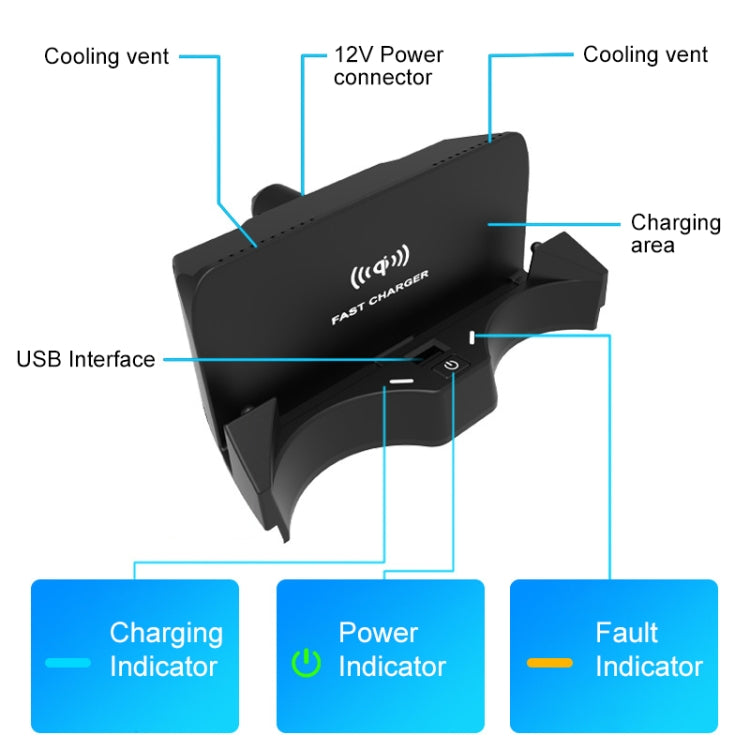 HFC-1012 Car Qi Standard Wireless Charger 10W Quick Charging for BMW X1 2016-2019, Left Driving - Wireless Charging Pads by PMC TechLife | Online Shopping South Africa | PMC TechLife