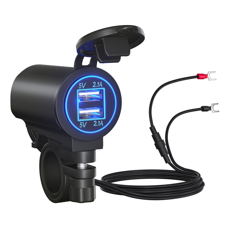 ZH-526I1 Car / Motorcycle 4.2A Dual USB Port Car Charger(Blue Light) - Battery Charger by PMC TechLife | Online Shopping South Africa | PMC TechLife