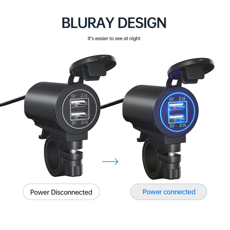 ZH-526I1 Car / Motorcycle 4.2A Dual USB Port Car Charger(Blue Light) - Battery Charger by PMC TechLife | Online Shopping South Africa | PMC TechLife