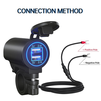 ZH-526I1 Car / Motorcycle 4.2A Dual USB Port Car Charger(Blue Light) - Battery Charger by PMC Jewellery | Online Shopping South Africa | PMC Jewellery
