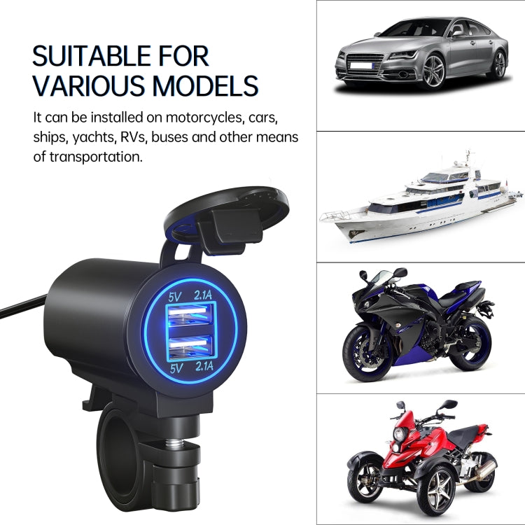 ZH-526I1 Car / Motorcycle 4.2A Dual USB Port Car Charger(Blue Light) - Battery Charger by PMC TechLife | Online Shopping South Africa | PMC TechLife