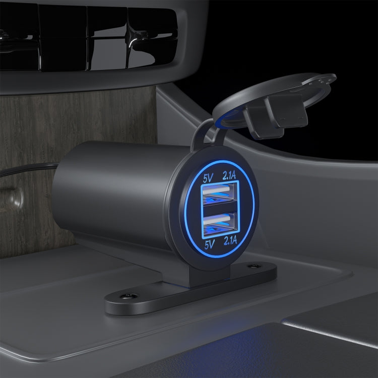 ZH-526I1 Car / Motorcycle 4.2A Dual USB Port Car Charger(Blue Light) - Battery Charger by PMC TechLife | Online Shopping South Africa | PMC TechLife