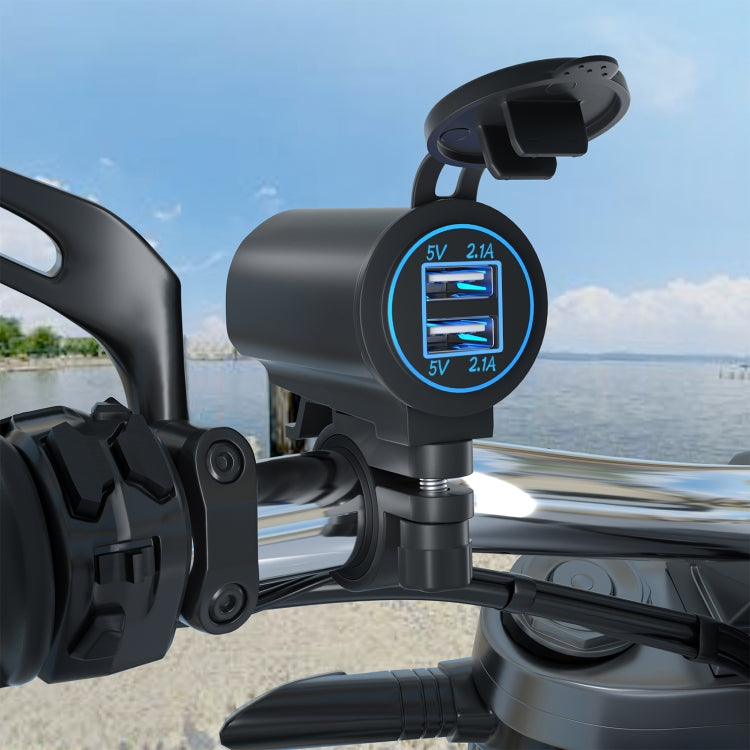 ZH-526I1 Car / Motorcycle 4.2A Dual USB Port Car Charger(Blue Light) - Battery Charger by PMC TechLife | Online Shopping South Africa | PMC TechLife