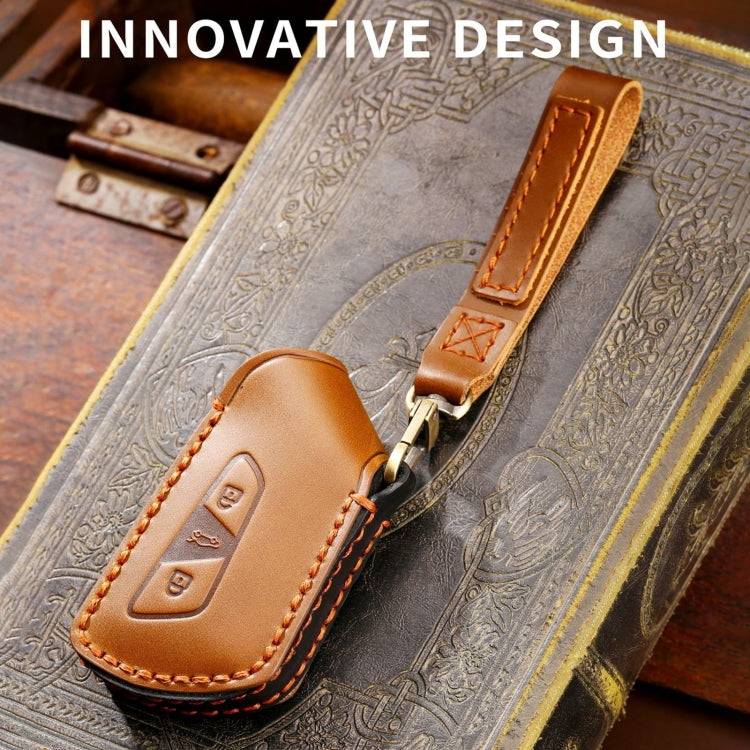 Hallmo Car Cowhide Leather Key Protective Cover for Volkswagen Golf 8(Brown) - free shipping - PMC TechLife - Order now!