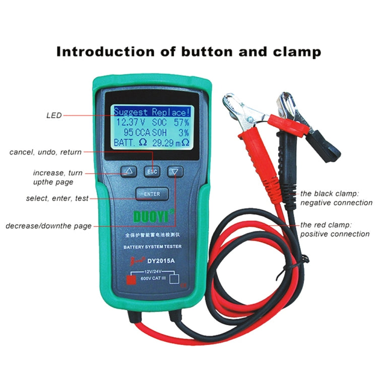 DUOYI DY2015A Car 12V 24V Digital CCA Load Battery Charging Digital Capacity Tester - Electronic Test by DUOYI | Online Shopping South Africa | PMC Jewellery | Buy Now Pay Later Mobicred