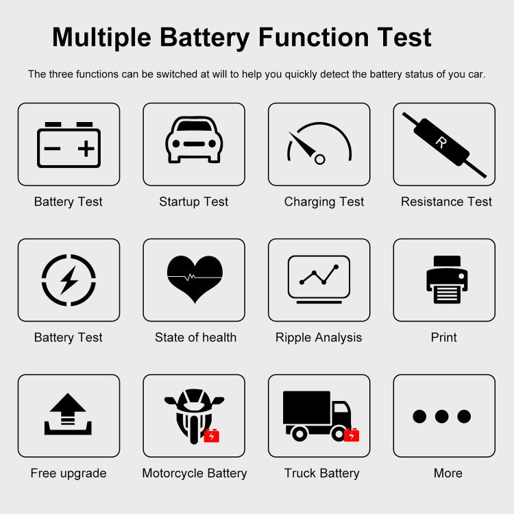 KONNWEI KW720 Car 3.2 inch 6V-24V Lead-acid Battery Tester with Printer - free shipping - PMC TechLife - Order now!