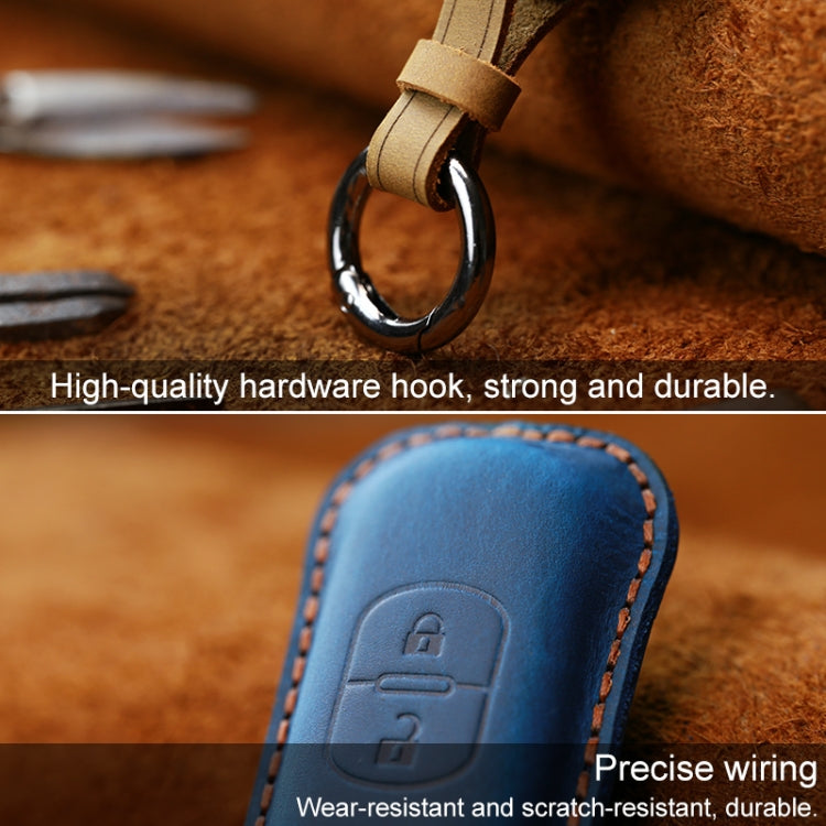 For Mazda Old Style Hallmo Car Cowhide Leather Key Protective Cover Key Case, Two Keys Version(Red) - Car Key Cases by Hallmo | Online Shopping South Africa | PMC TechLife | Buy Now Pay Later Mobicred
