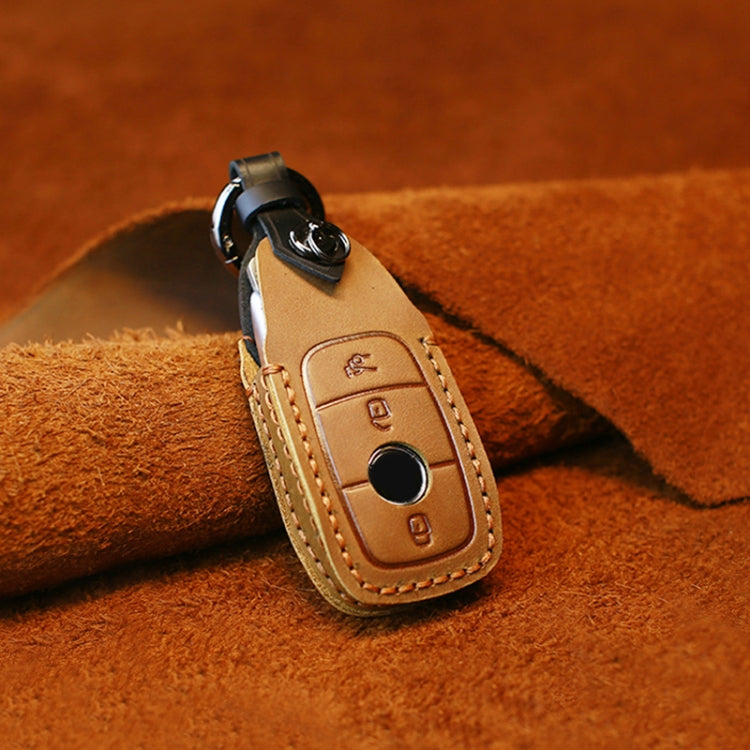For Mercedes-Benz New Style Car Cowhide Leather Key Protective Cover Key Case (Brown) - Car Key Cases by PMC TechLife | Online Shopping South Africa | PMC TechLife | Buy Now Pay Later Mobicred
