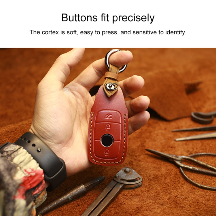 For Mercedes-Benz New Style Car Cowhide Leather Key Protective Cover Key Case (Brown) - Car Key Cases by PMC TechLife | Online Shopping South Africa | PMC TechLife | Buy Now Pay Later Mobicred