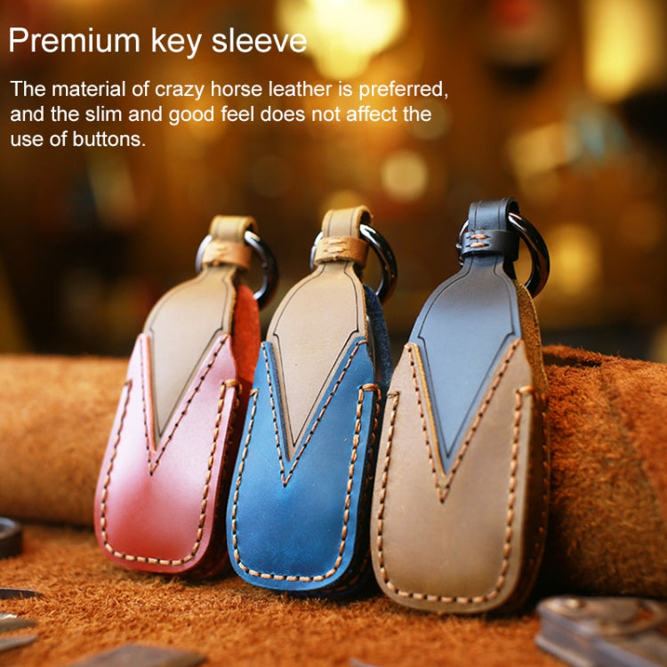For Mercedes-Benz New Style Car Cowhide Leather Key Protective Cover Key Case (Brown) - Car Key Cases by PMC TechLife | Online Shopping South Africa | PMC TechLife | Buy Now Pay Later Mobicred