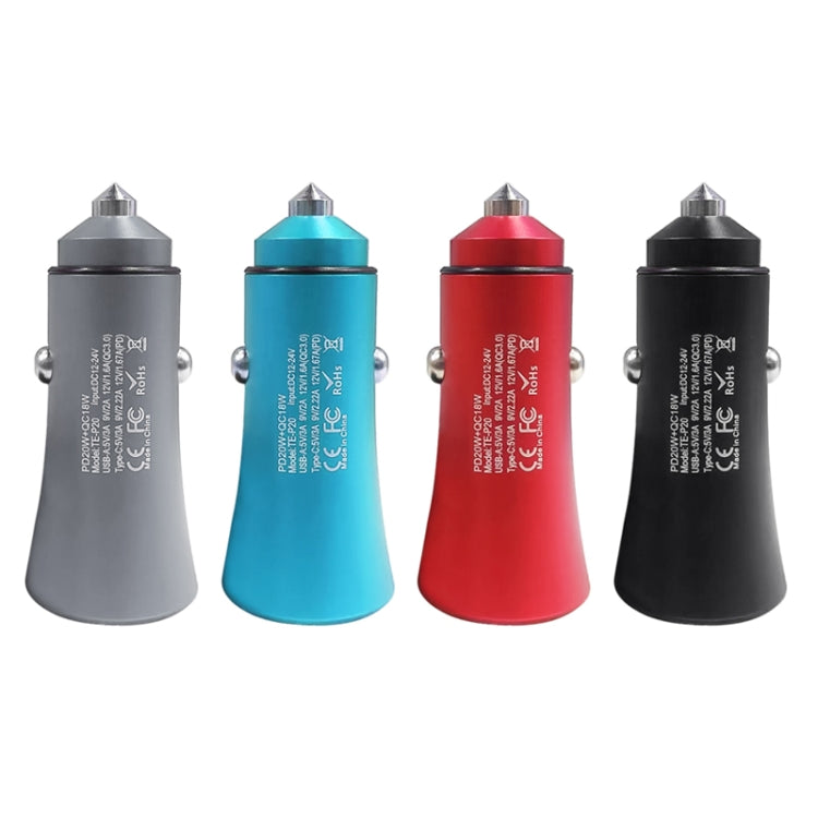 2pcs PD 20W Aluminum Alloy Dual Interface Car Fast Charger (Blue) - Car Charger by PMC TechLife | Online Shopping South Africa | PMC TechLife