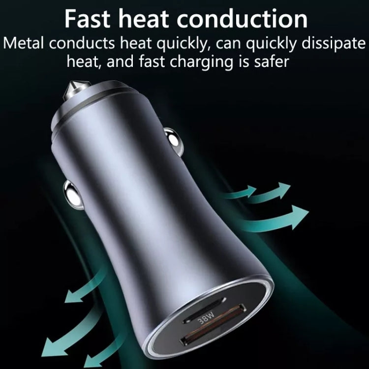 2pcs PD 20W Aluminum Alloy Dual Interface Car Fast Charger (Grey) - Car Charger by PMC TechLife | Online Shopping South Africa | PMC TechLife