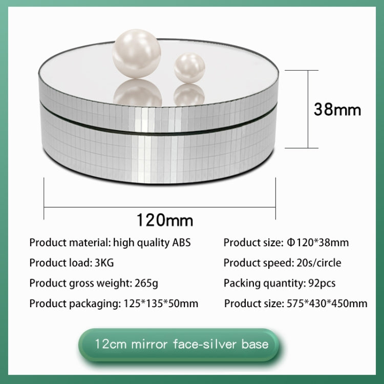 12cm 360 Degree Rotating Turntable Mirror Electric Display Stand Video Shooting Props Turntable, Load: 3kg (Silver) - free shipping - PMC TechLife - Order now!