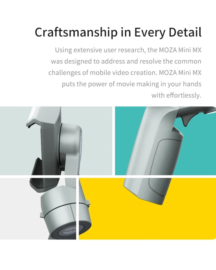 MOZA Mini MX 3 Axis Foldable Handheld Gimbal Stabilizer for Action Camera and Smart Phone(Grey) - free shipping - PMC TechLife - Order now!