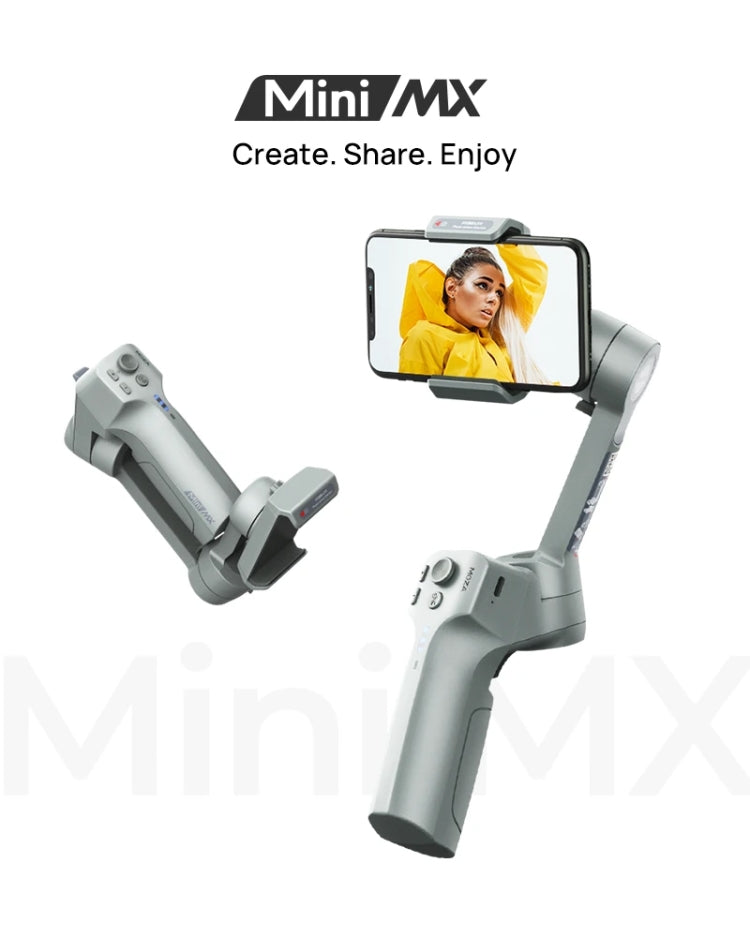 MOZA Mini MX 3 Axis Foldable Handheld Gimbal Stabilizer for Action Camera and Smart Phone(Grey) - free shipping - PMC TechLife - Order now!